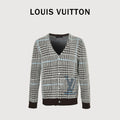 Louis Vuitton LV Houndstooth V-Neck Knit Cardigan Black White