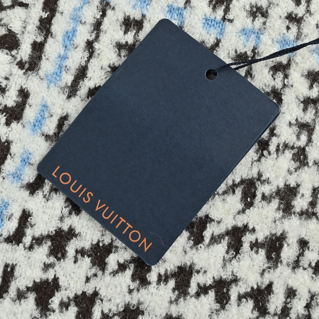 Louis Vuitton LV Houndstooth V-Neck Knit Cardigan Black White