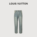 Louis Vuitton LV Monogram Jacquard Straight-Leg Washed Denim Jeans Indigo