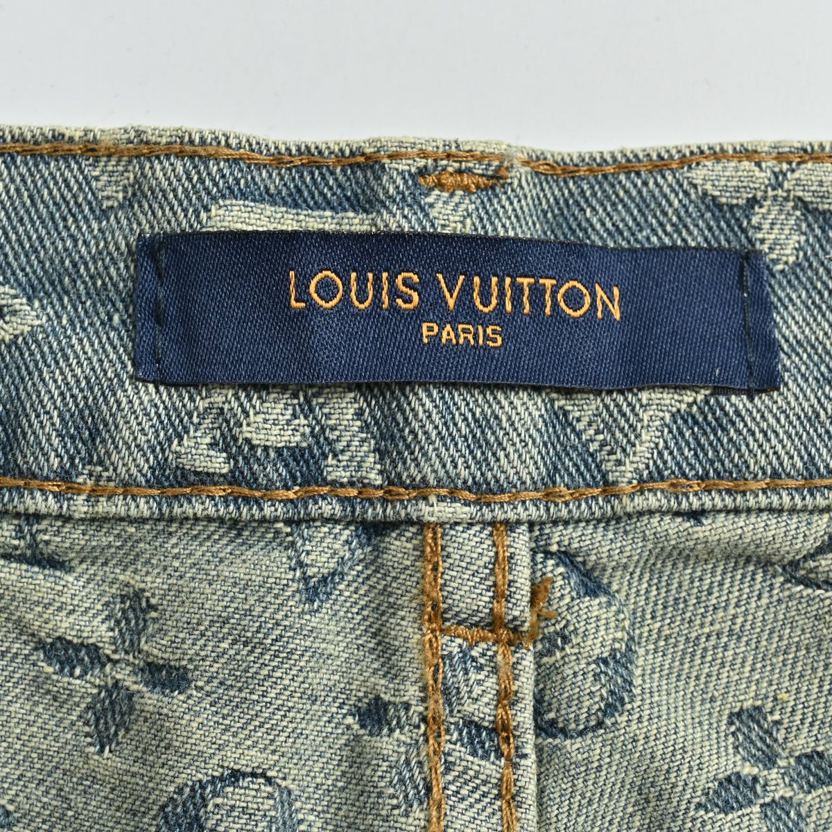 Louis Vuitton LV Monogram Jacquard Straight-Leg Washed Denim Jeans Indigo