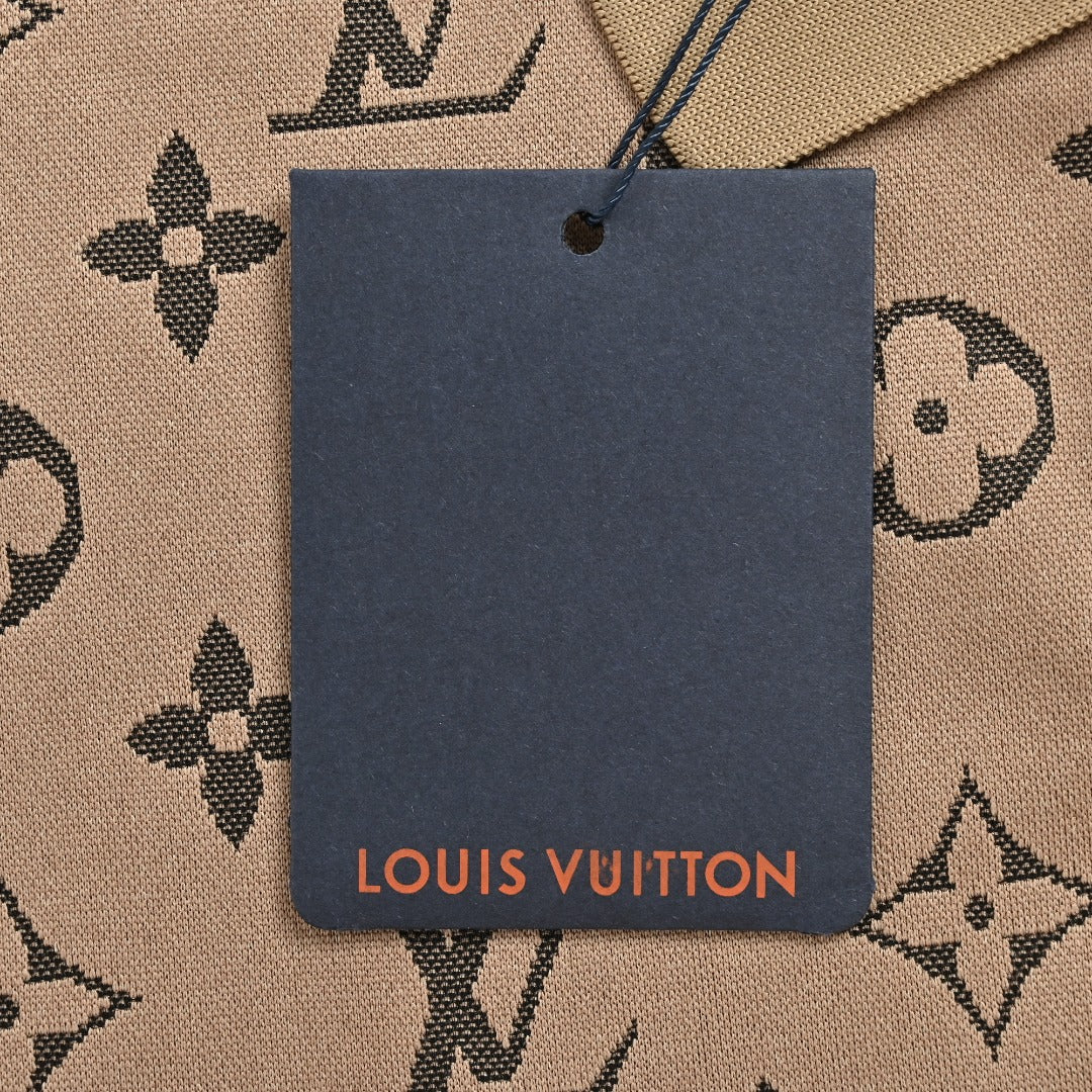Louis Vuitton LV Classic Monogram Allover-Print Short-Sleeve Polo Shirt Camel