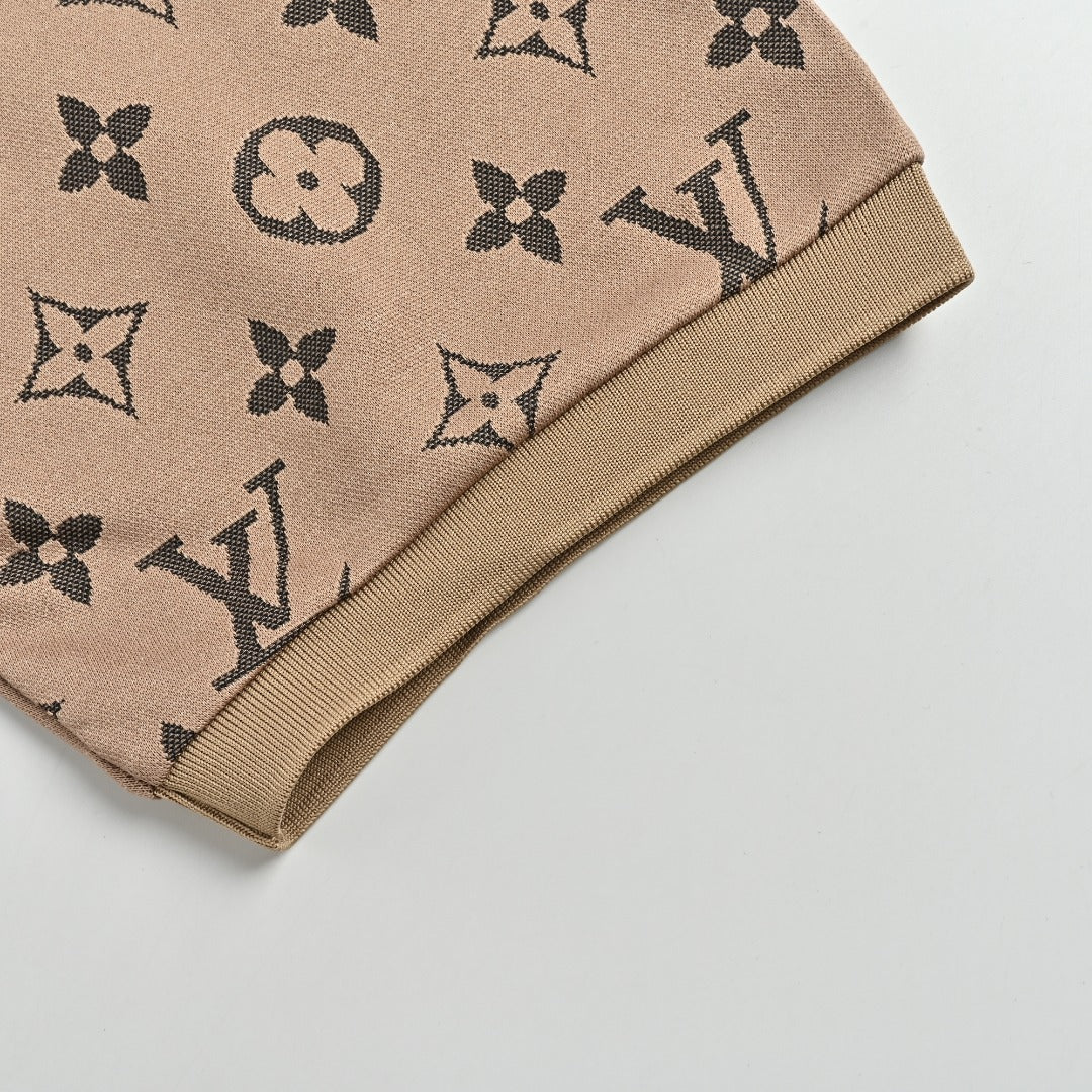Louis Vuitton LV Classic Monogram Allover-Print Short-Sleeve Polo Shirt Camel