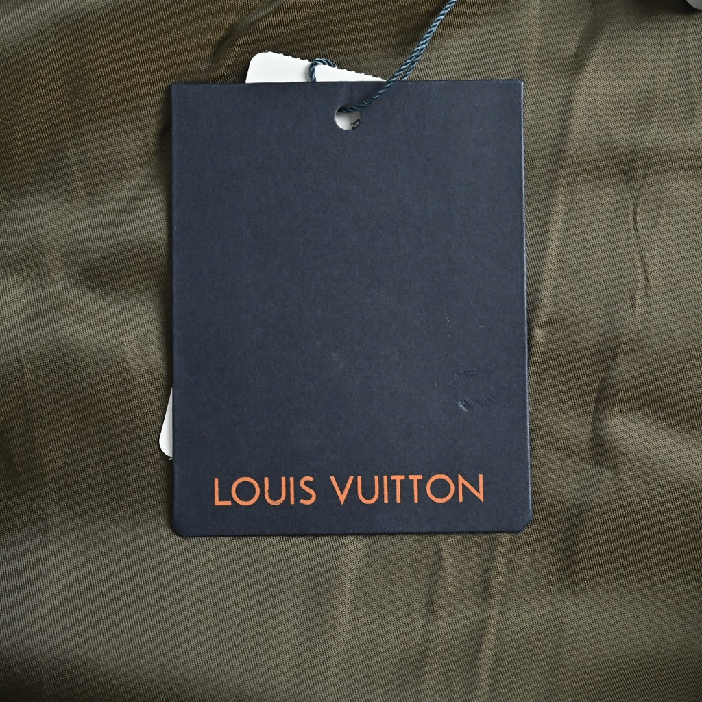 Louis Vuitton LV Monogram Allover-Print Bead-Embellished Denim Hooded Jacket Khaki