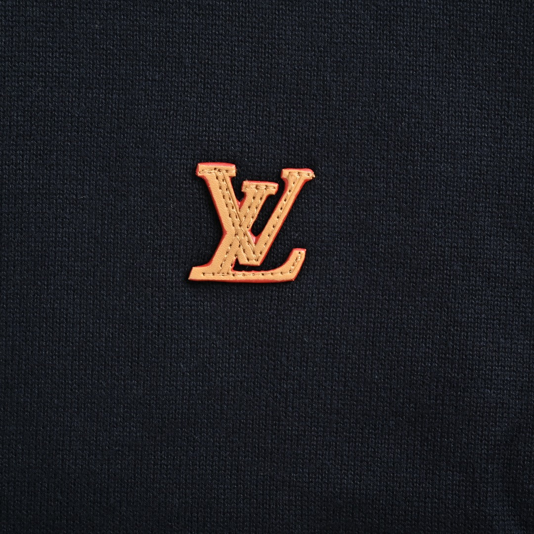 Louis Vuitton LV Leather-Tab Allover-Print Reversible Stand-Collar Jacket Navy