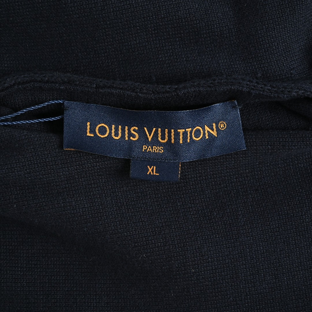 Louis Vuitton LV Leather-Tab Allover-Print Reversible Stand-Collar Jacket Navy