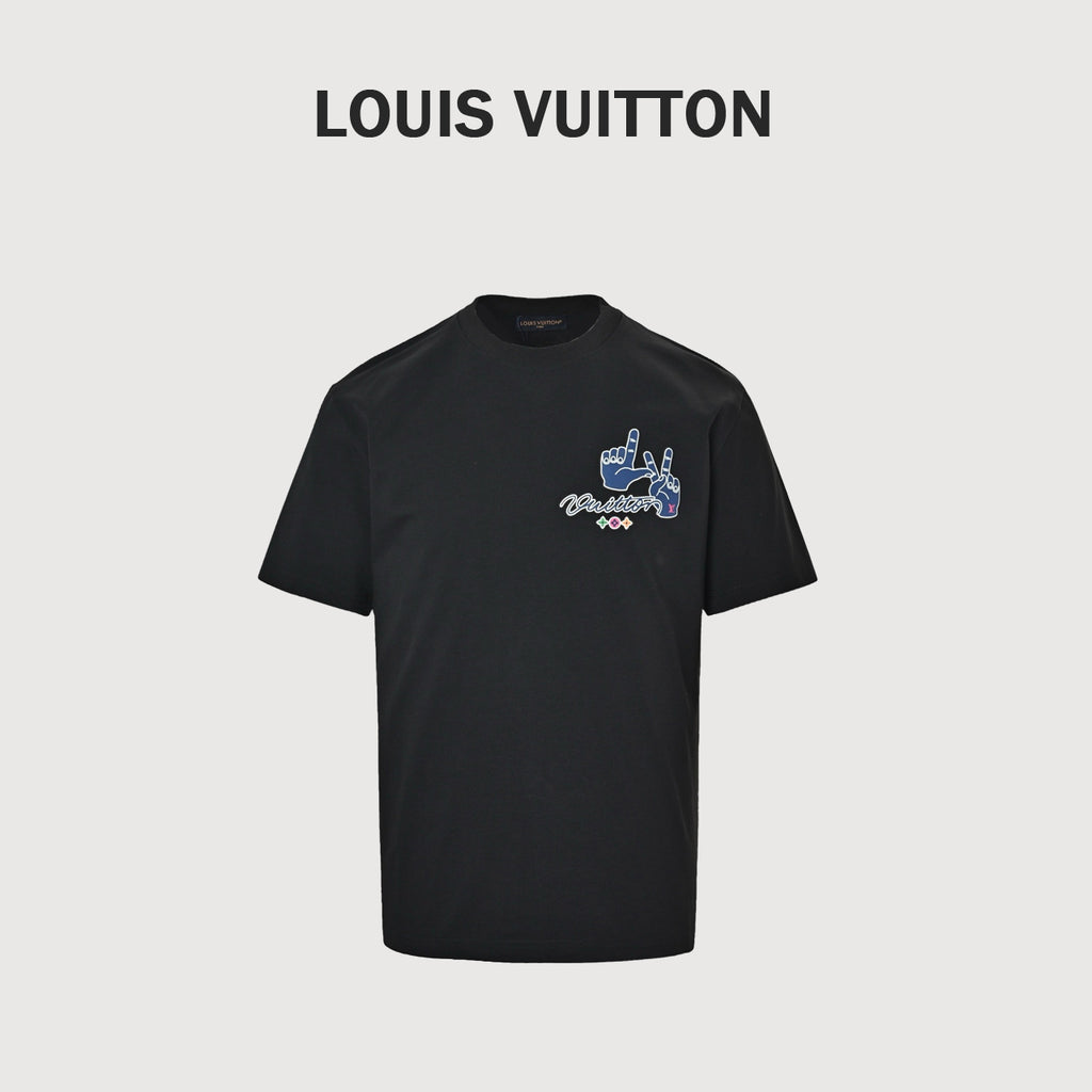 Louis Vuitton 26SS LV Gesture Letter Rubber-Print Short-Sleeve T-Shirt Black