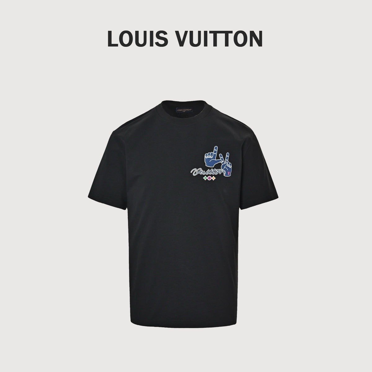 Louis Vuitton 26SS LV Gesture Letter Rubber-Print Short-Sleeve T-Shirt Black
