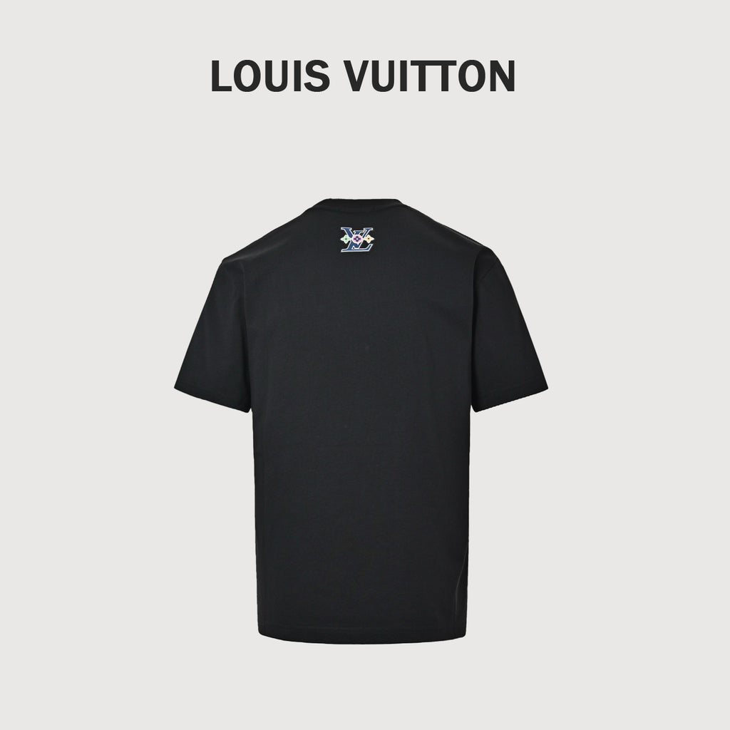 Louis Vuitton 26SS LV Gesture Letter Rubber-Print Short-Sleeve T-Shirt Black