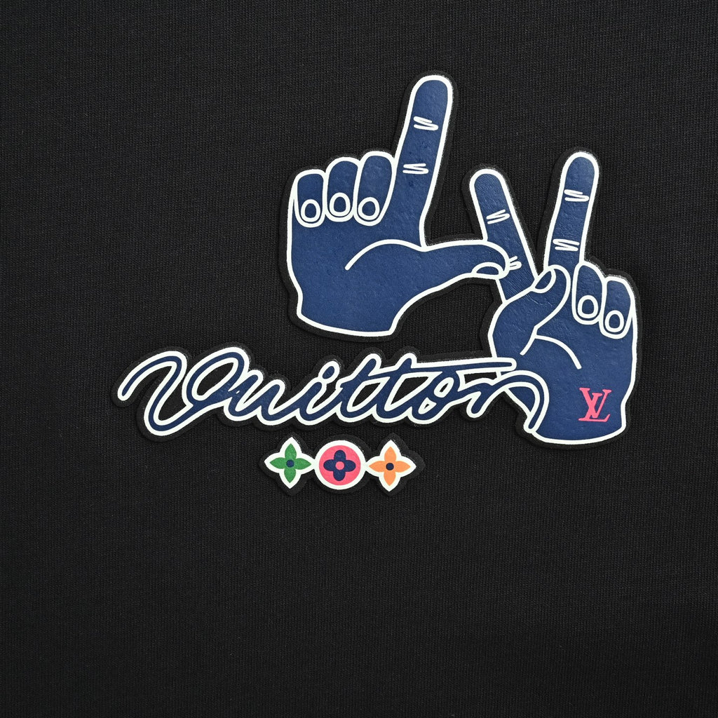 Louis Vuitton 26SS LV Gesture Letter Rubber-Print Short-Sleeve T-Shirt Black