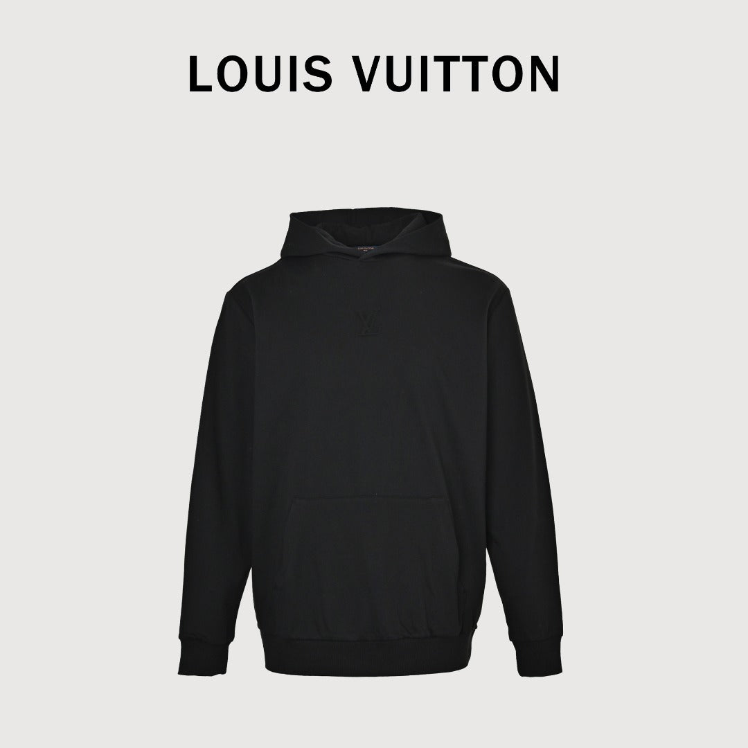 Louis Vuitton LV Embossed Letter Hooded Sweatshirt Black