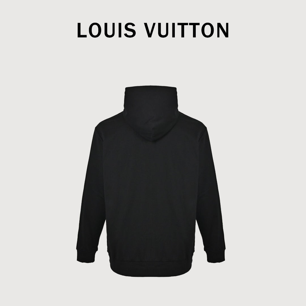 Louis Vuitton LV Embossed Letter Hooded Sweatshirt Black