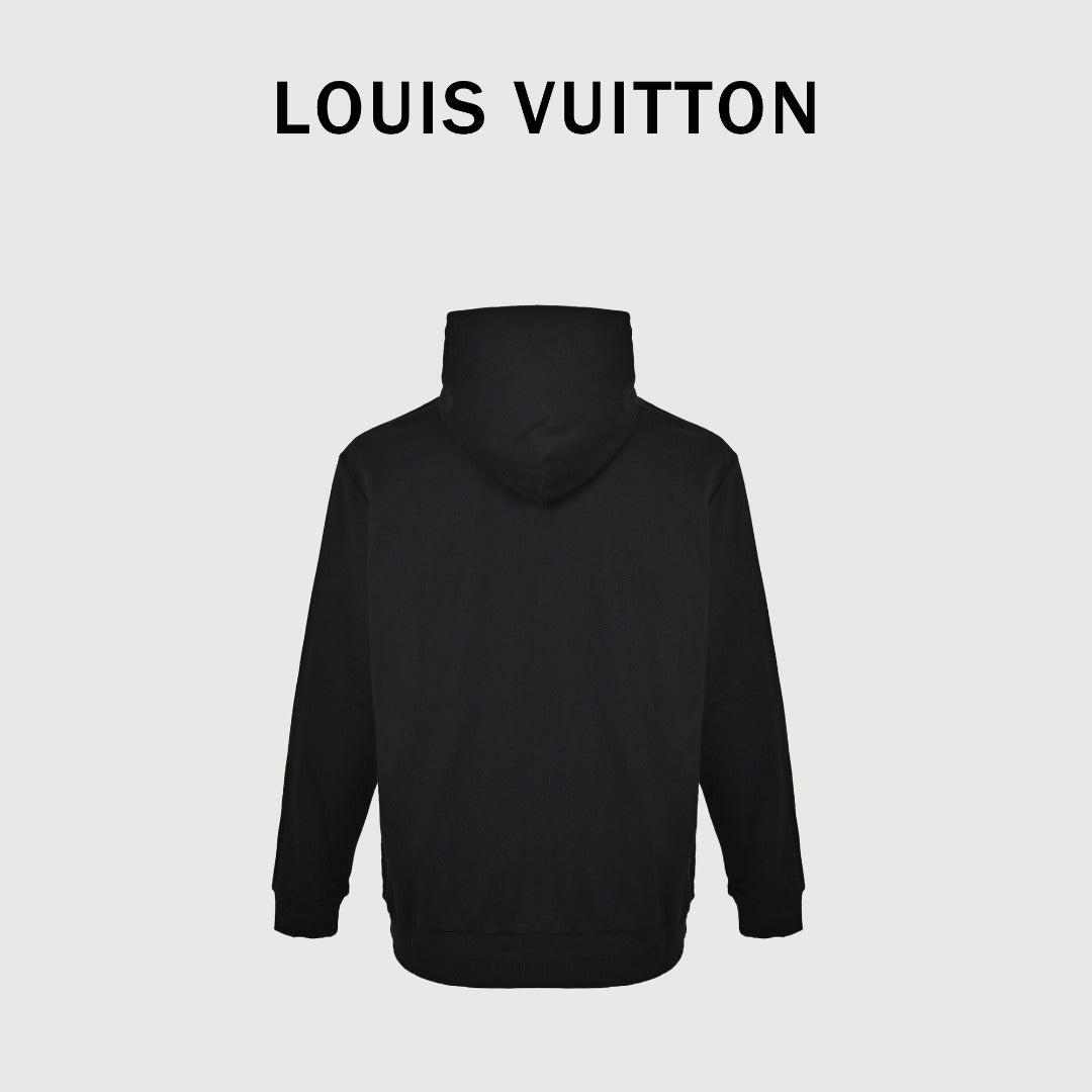 Louis Vuitton LV Embossed Letter Hooded Sweatshirt Black