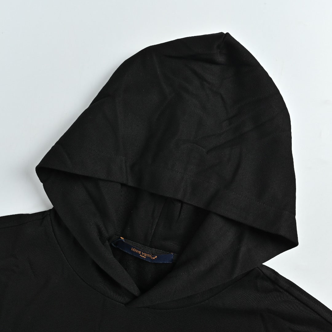 Louis Vuitton LV Embossed Letter Hooded Sweatshirt Black