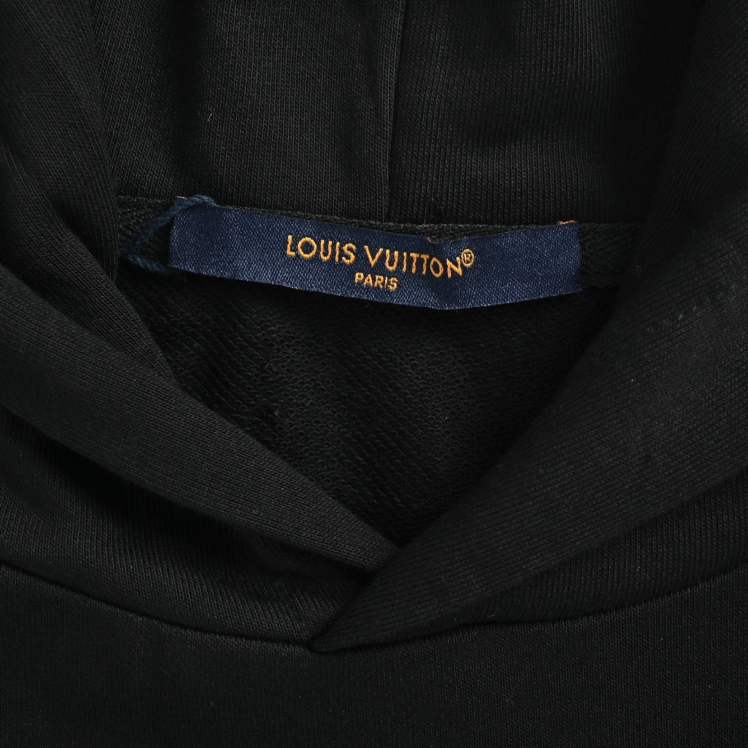 Louis Vuitton LV Embossed Letter Hooded Sweatshirt Black