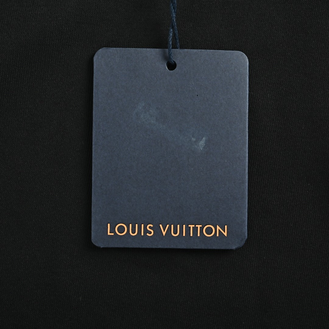 Louis Vuitton LV Embossed Letter Hooded Sweatshirt Black