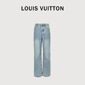 Louis Vuitton LV Back Pocket Embroidered Skater Denim Jeans Light Indigo