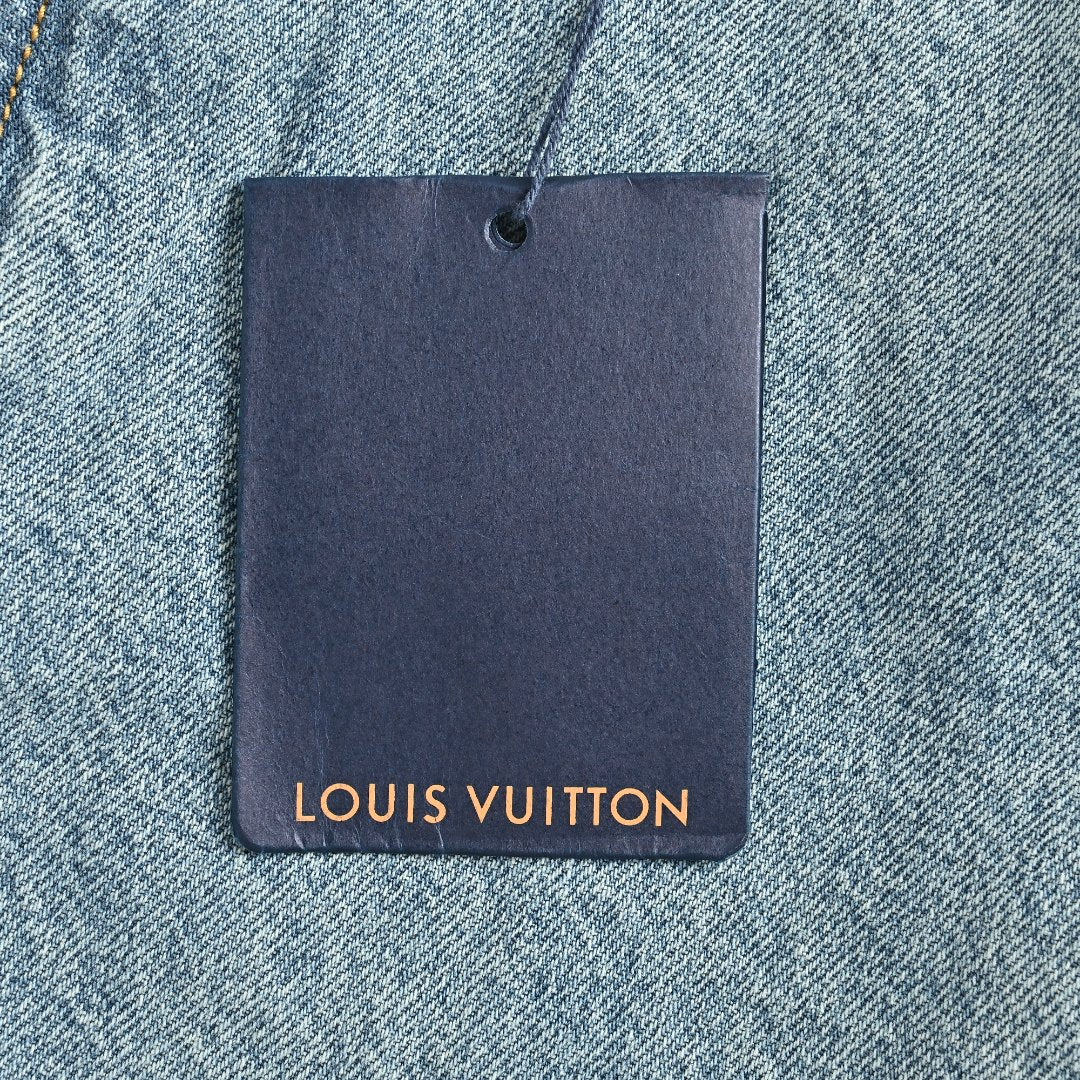 Louis Vuitton LV Back Pocket Embroidered Skater Denim Jeans Light Indigo