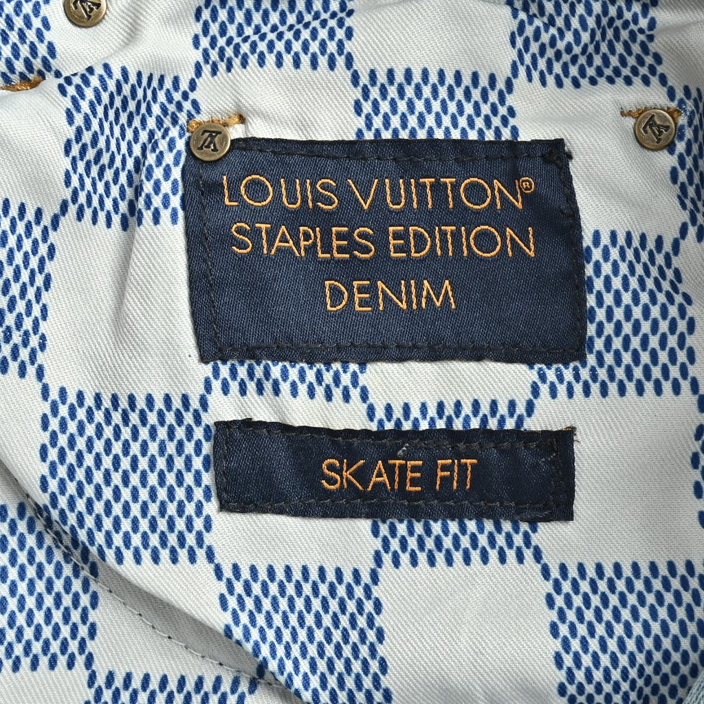 Louis Vuitton LV Back Pocket Embroidered Skater Denim Jeans Light Indigo