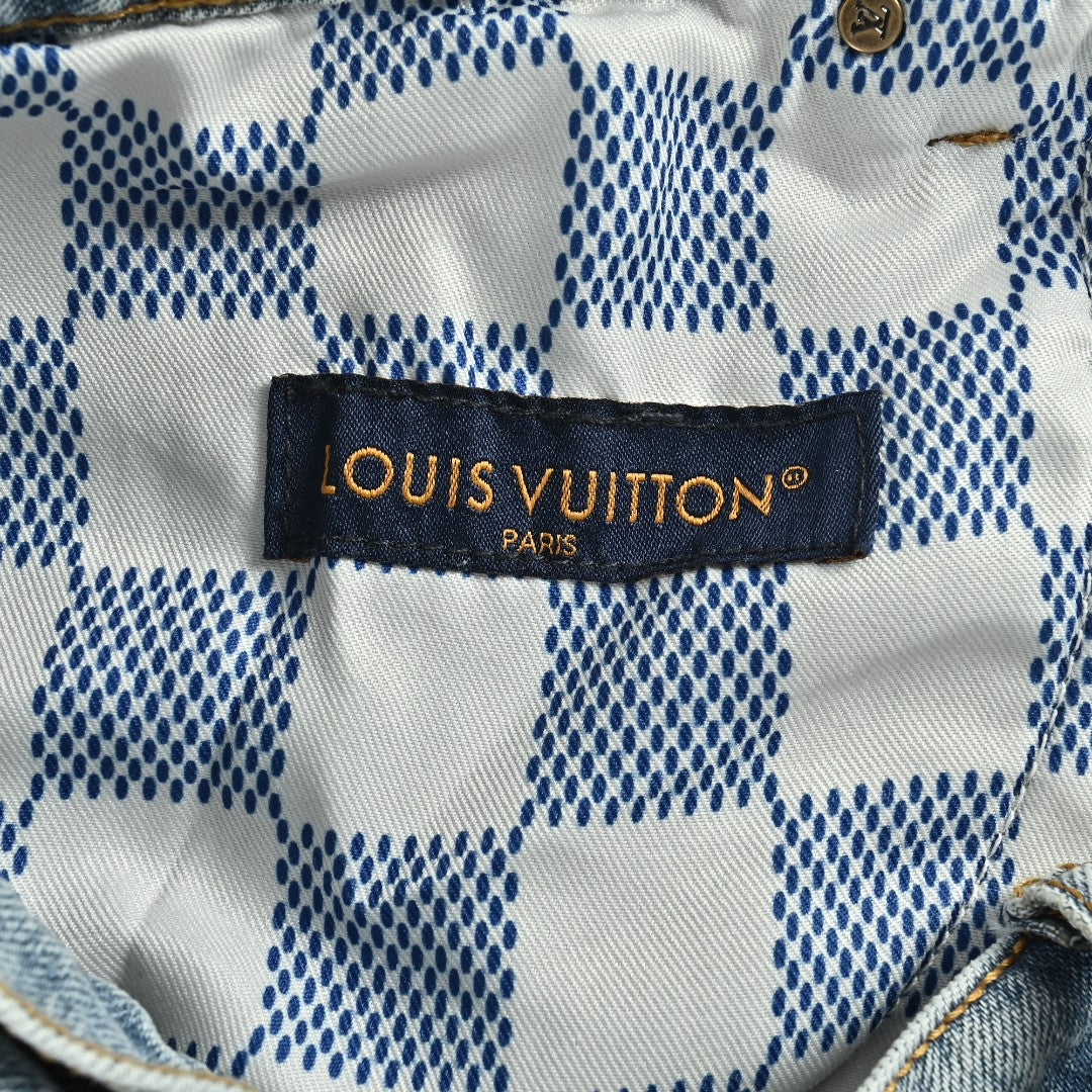 Louis Vuitton LV Back Pocket Embroidered Skater Denim Jeans Light Indigo