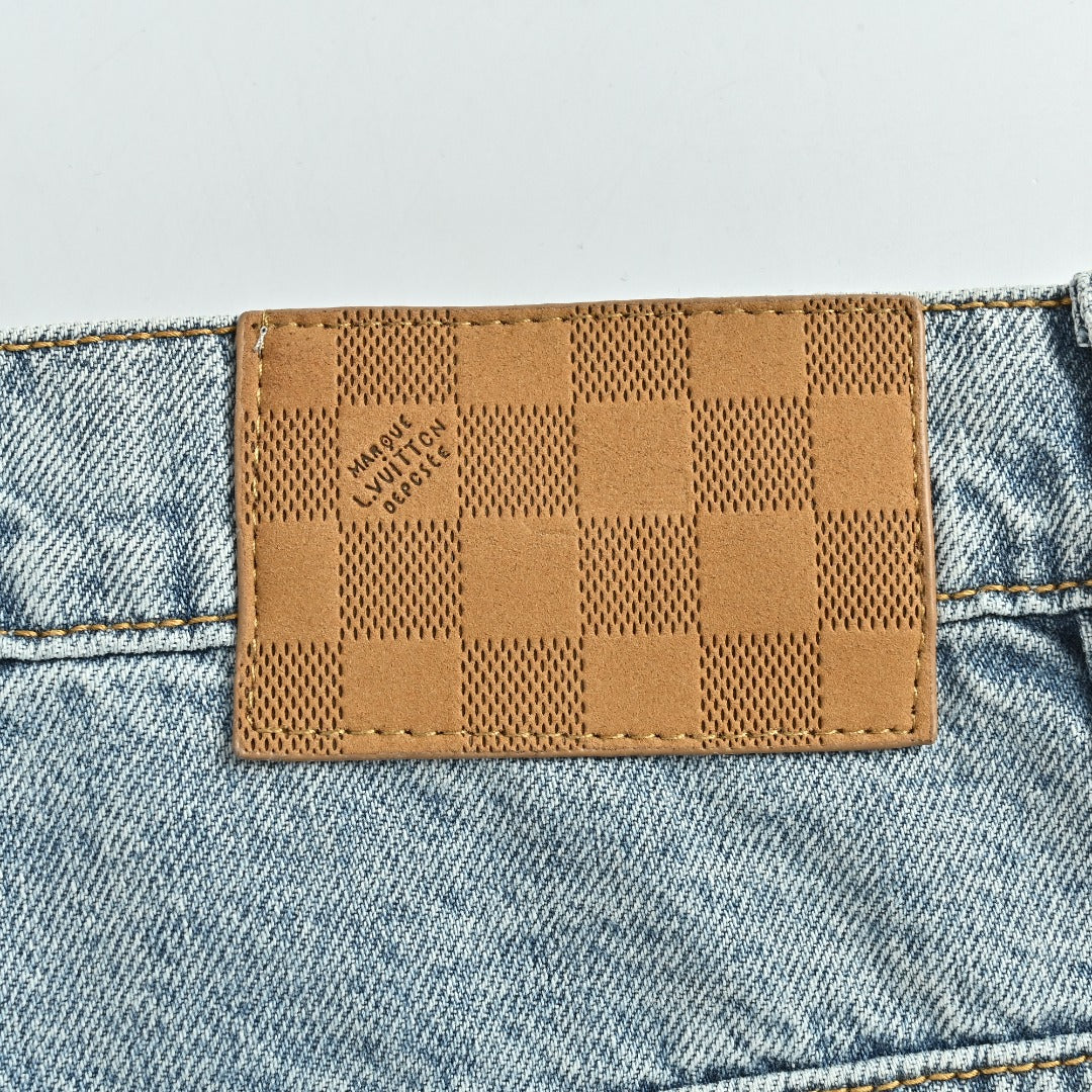 Louis Vuitton LV Back Pocket Embroidered Skater Denim Jeans Light Indigo