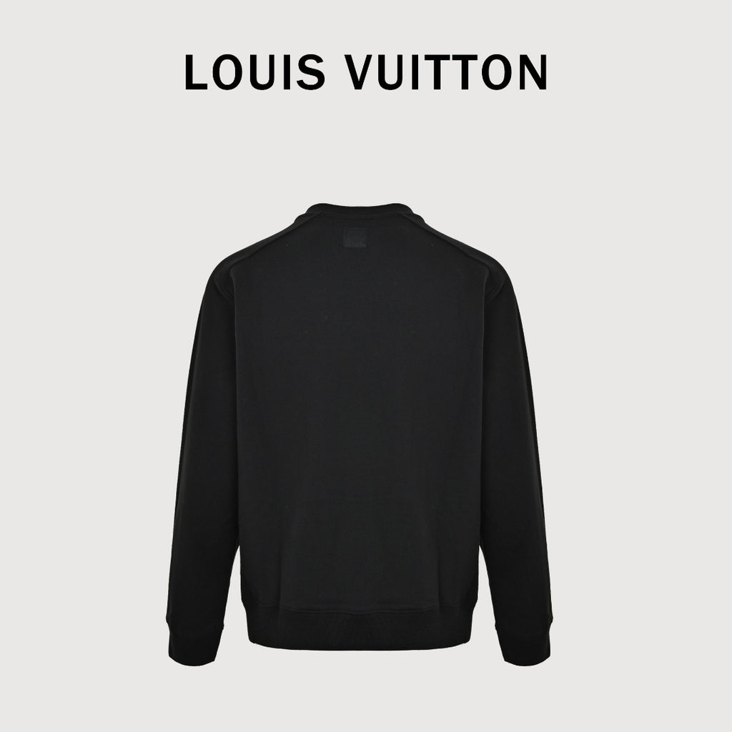 Louis Vuitton LV Classic Monogram Patchwork Pocket Crew-Neck Sweatshirt Black