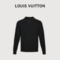 Louis Vuitton LV Hem Triple-Flower Jacquard Mesh Crew-Neck Knit Sweater Black