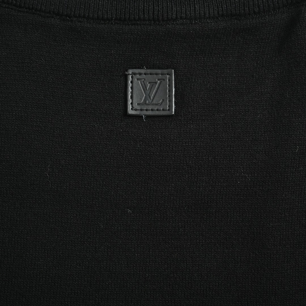 Louis Vuitton LV Hem Triple-Flower Jacquard Mesh Crew-Neck Knit Sweater Black
