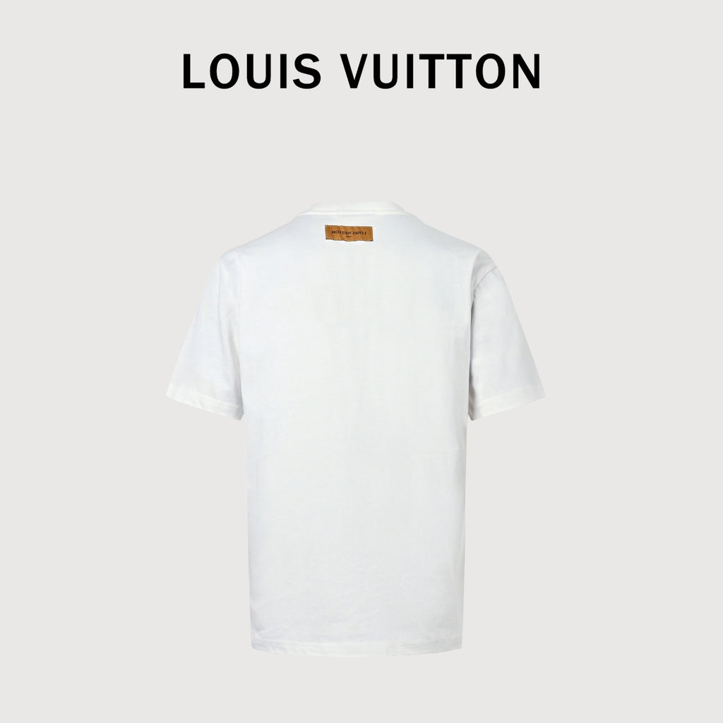 Louis Vuitton LV Gradient Monogram Embroidered Mirrored-Script Short-Sleeve T-Shirt White
