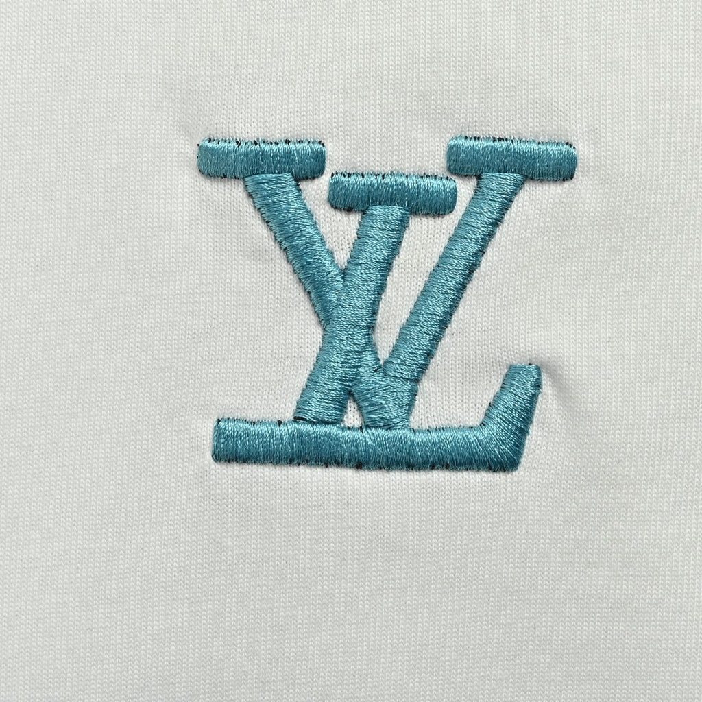 Louis Vuitton LV Gradient Monogram Embroidered Mirrored-Script Short-Sleeve T-Shirt White