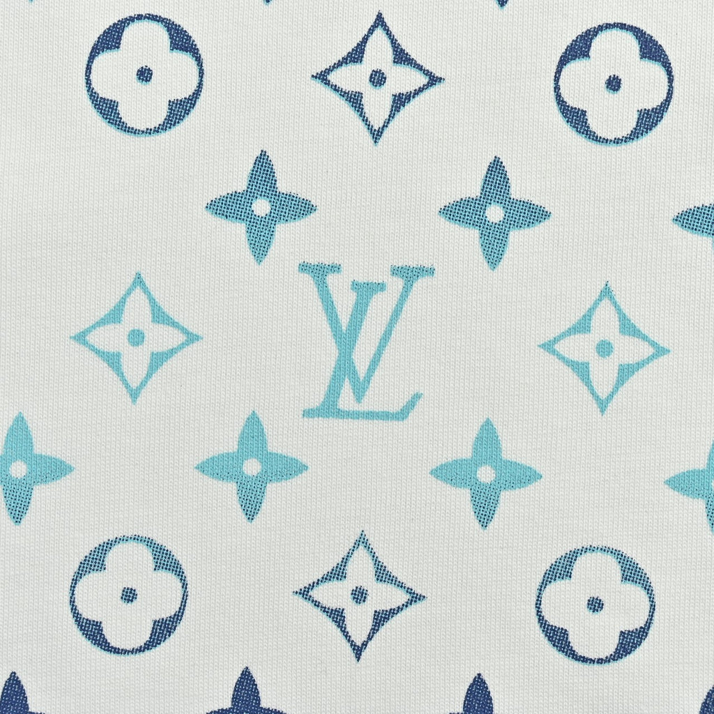 Louis Vuitton LV Gradient Monogram Embroidered Mirrored-Script Short-Sleeve T-Shirt White