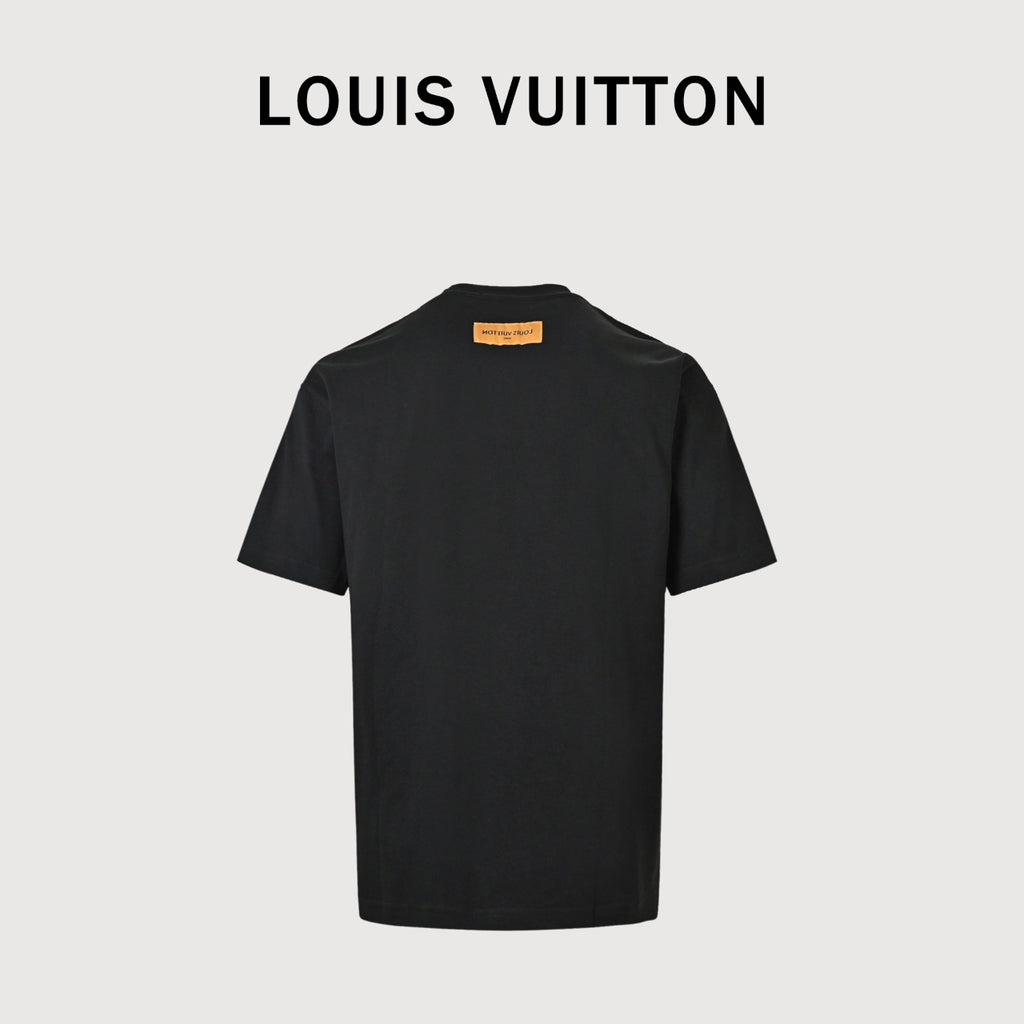 Louis Vuitton LV Gradient Monogram Embroidered Mirrored-Script Short-Sleeve T-Shirt Black