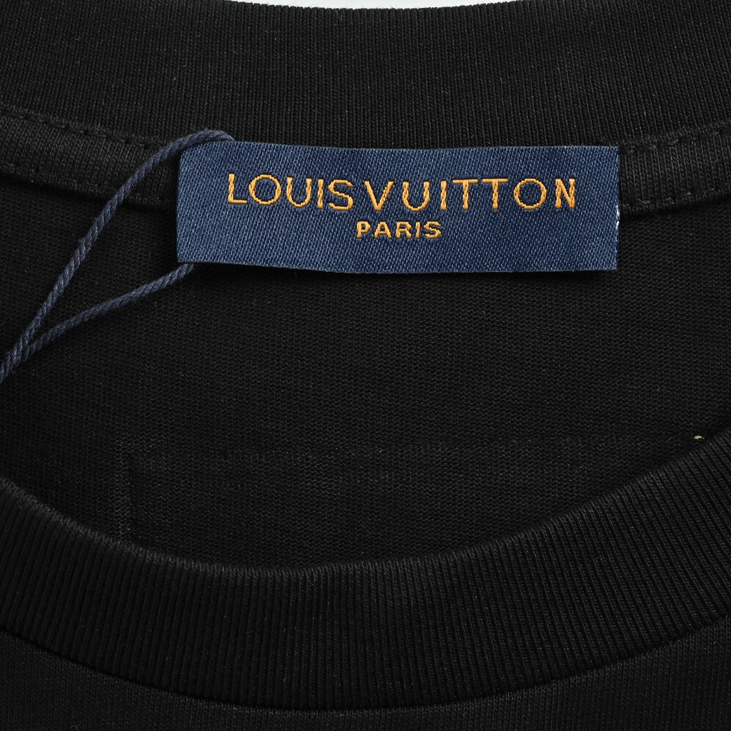 Louis Vuitton LV Gradient Monogram Embroidered Mirrored-Script Short-Sleeve T-Shirt Black