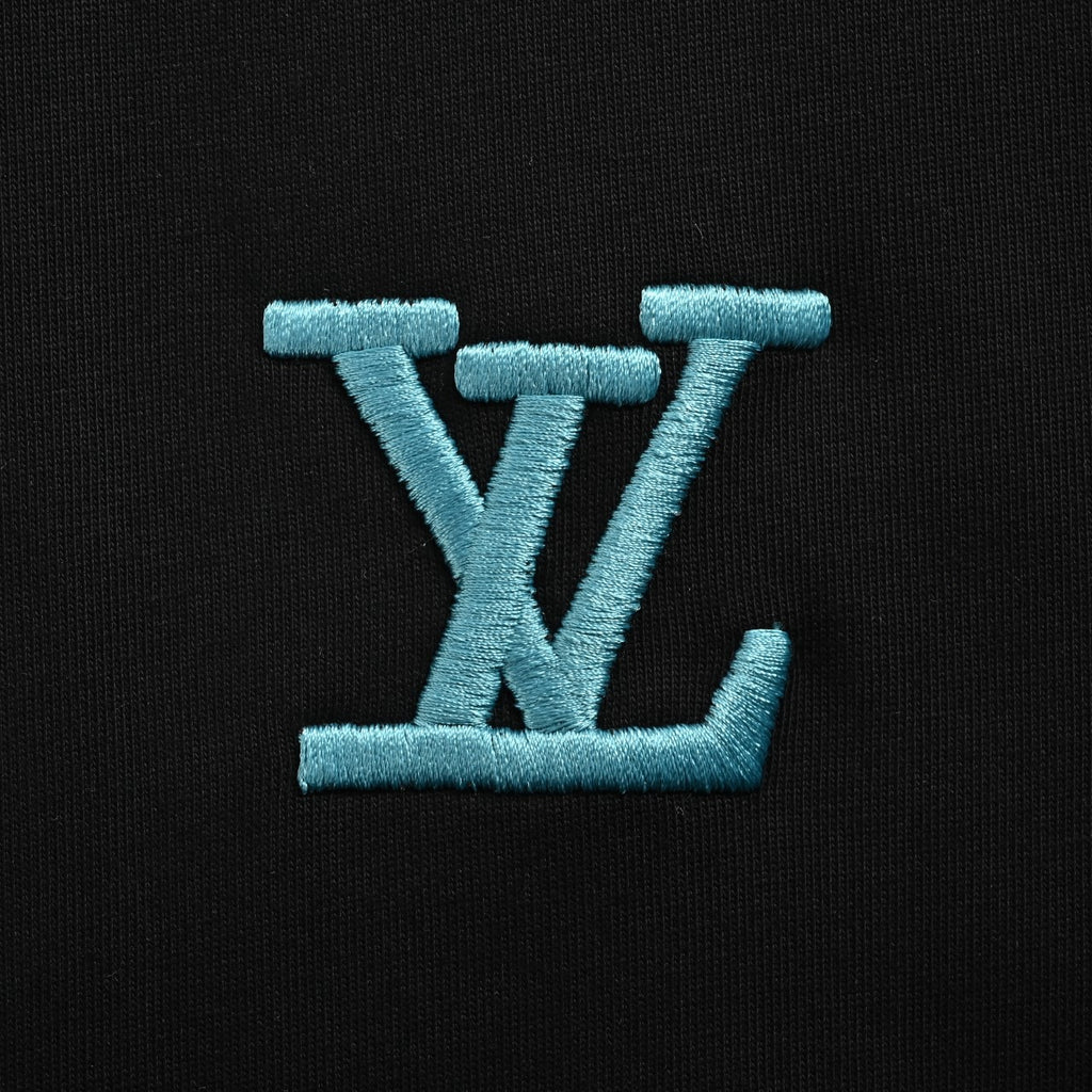 Louis Vuitton LV Gradient Monogram Embroidered Mirrored-Script Short-Sleeve T-Shirt Black