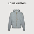 Louis Vuitton LV Sketch Embroidered Zip-Front Hooded Sweatshirt Grey