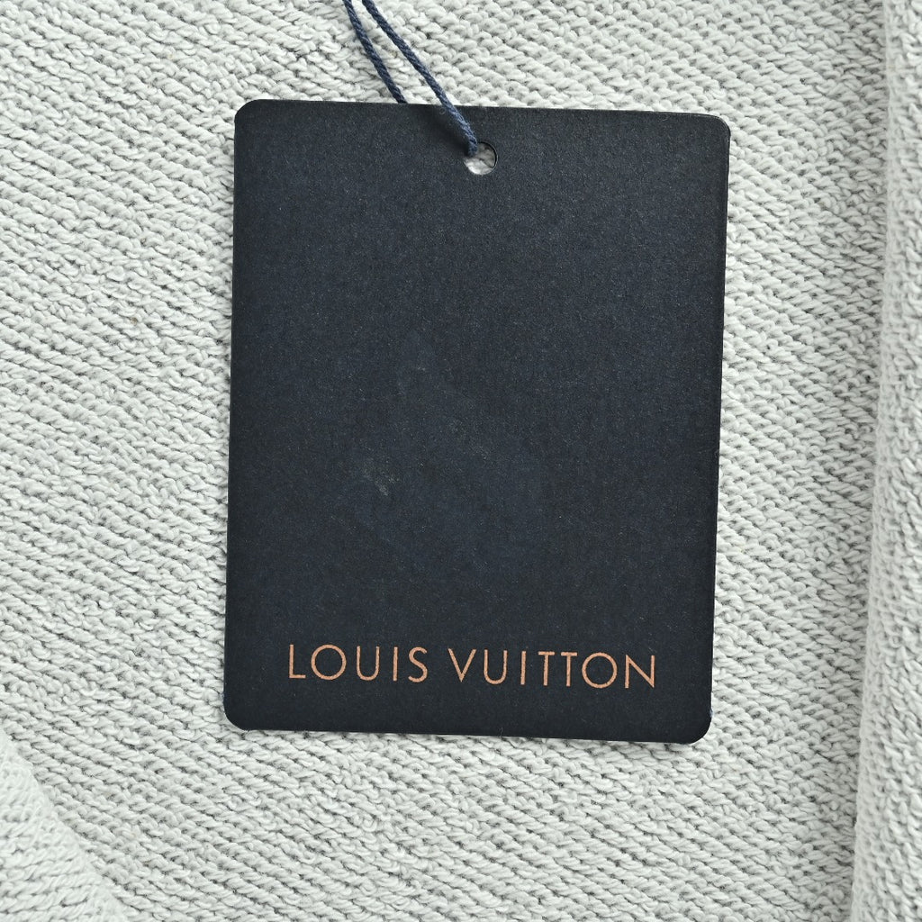 Louis Vuitton LV Sketch Embroidered Zip-Front Hooded Sweatshirt Grey