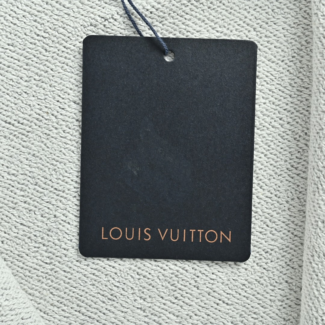 Louis Vuitton LV Sketch Embroidered Zip-Front Hooded Sweatshirt Grey