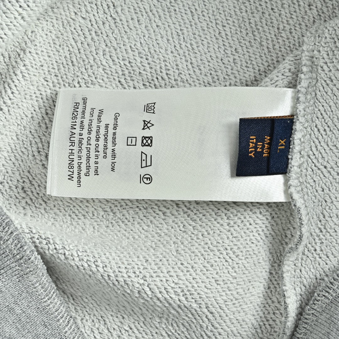 Louis Vuitton LV Sketch Embroidered Zip-Front Hooded Sweatshirt Grey