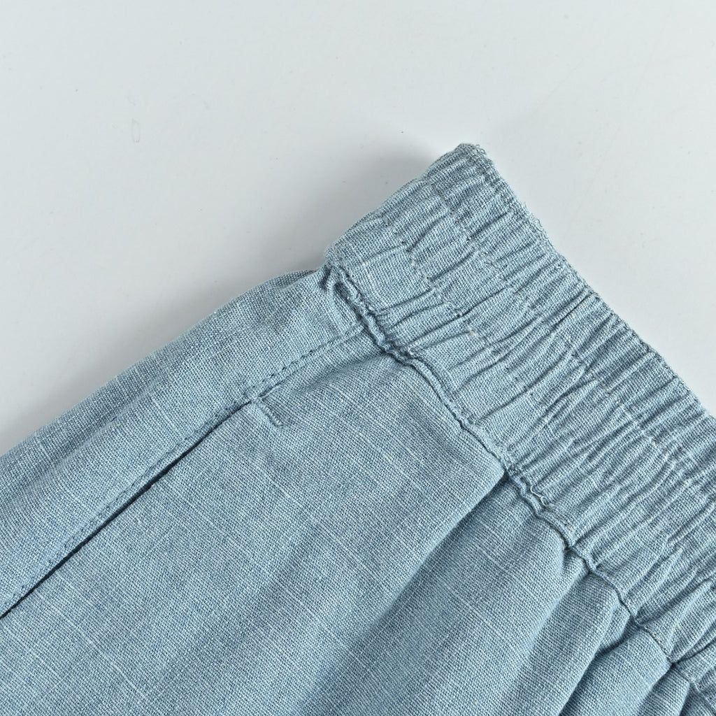 Louis Vuitton LV Front-and-Back Embroidered Chambray Shorts Light Blue