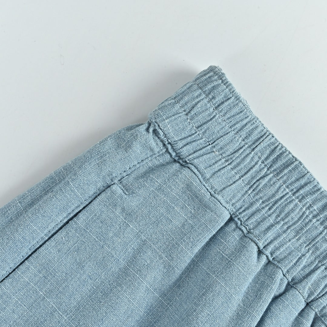 Louis Vuitton LV Front-and-Back Embroidered Chambray Shorts Light Blue