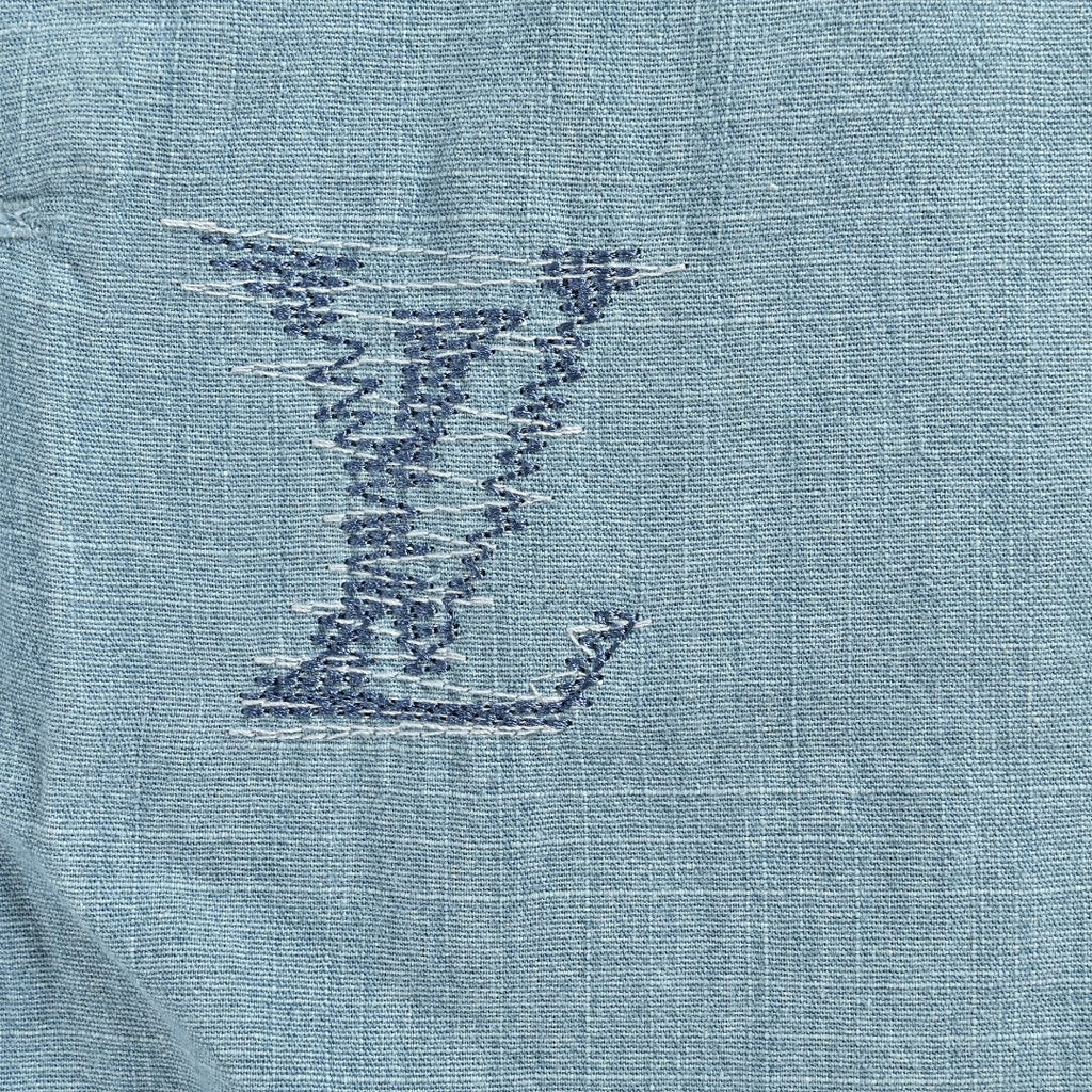 Louis Vuitton LV Front-and-Back Embroidered Chambray Shorts Light Blue