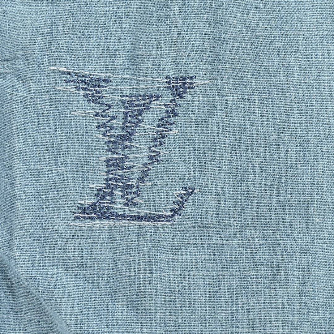 Louis Vuitton LV Front-and-Back Embroidered Chambray Shorts Light Blue