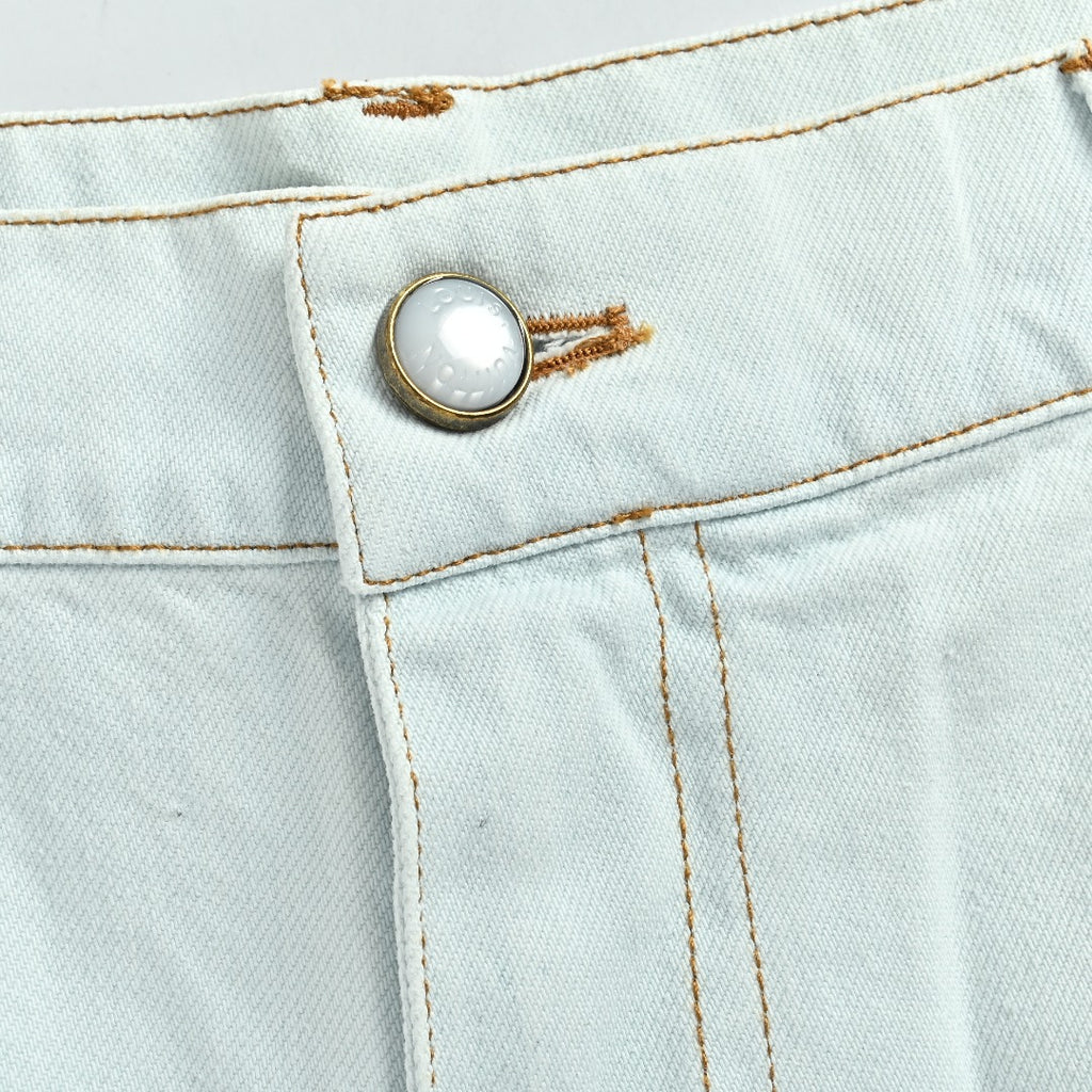 Louis Vuitton 26SS Blooming Floral Series Embroidered Denim Shorts Ice Blue