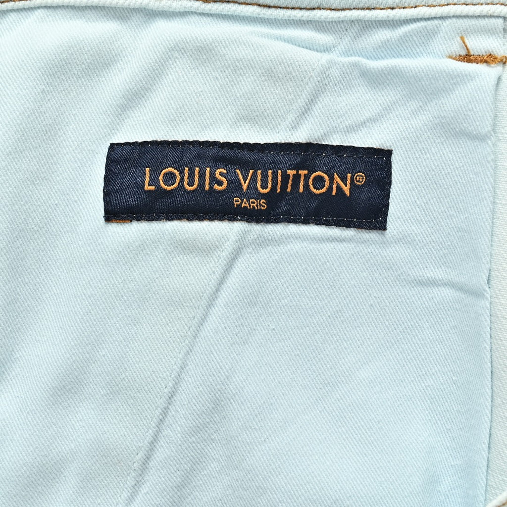 Louis Vuitton 26SS Blooming Floral Series Embroidered Denim Shorts Ice Blue