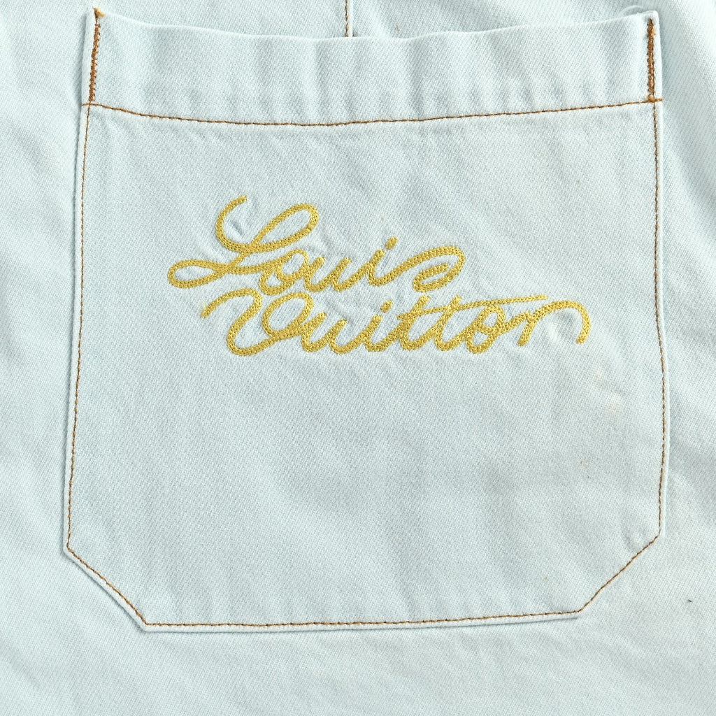 Louis Vuitton 26SS Blooming Floral Series Embroidered Denim Shorts Ice Blue