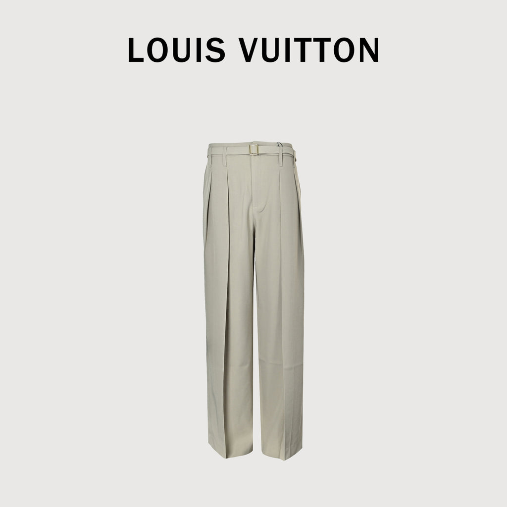 Louis Vuitton LV Belted Wide-Leg Dress Trousers Stone