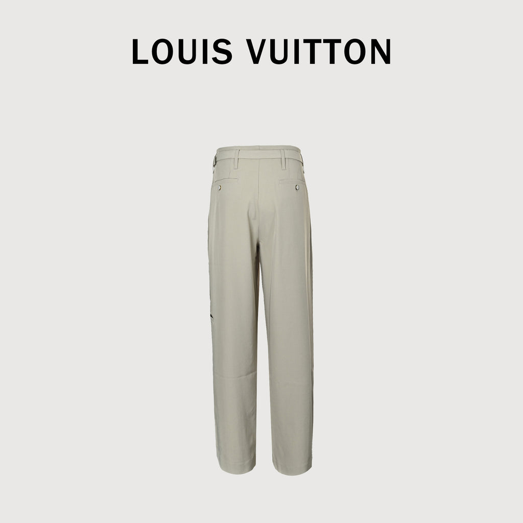 Louis Vuitton LV Belted Wide-Leg Dress Trousers Stone