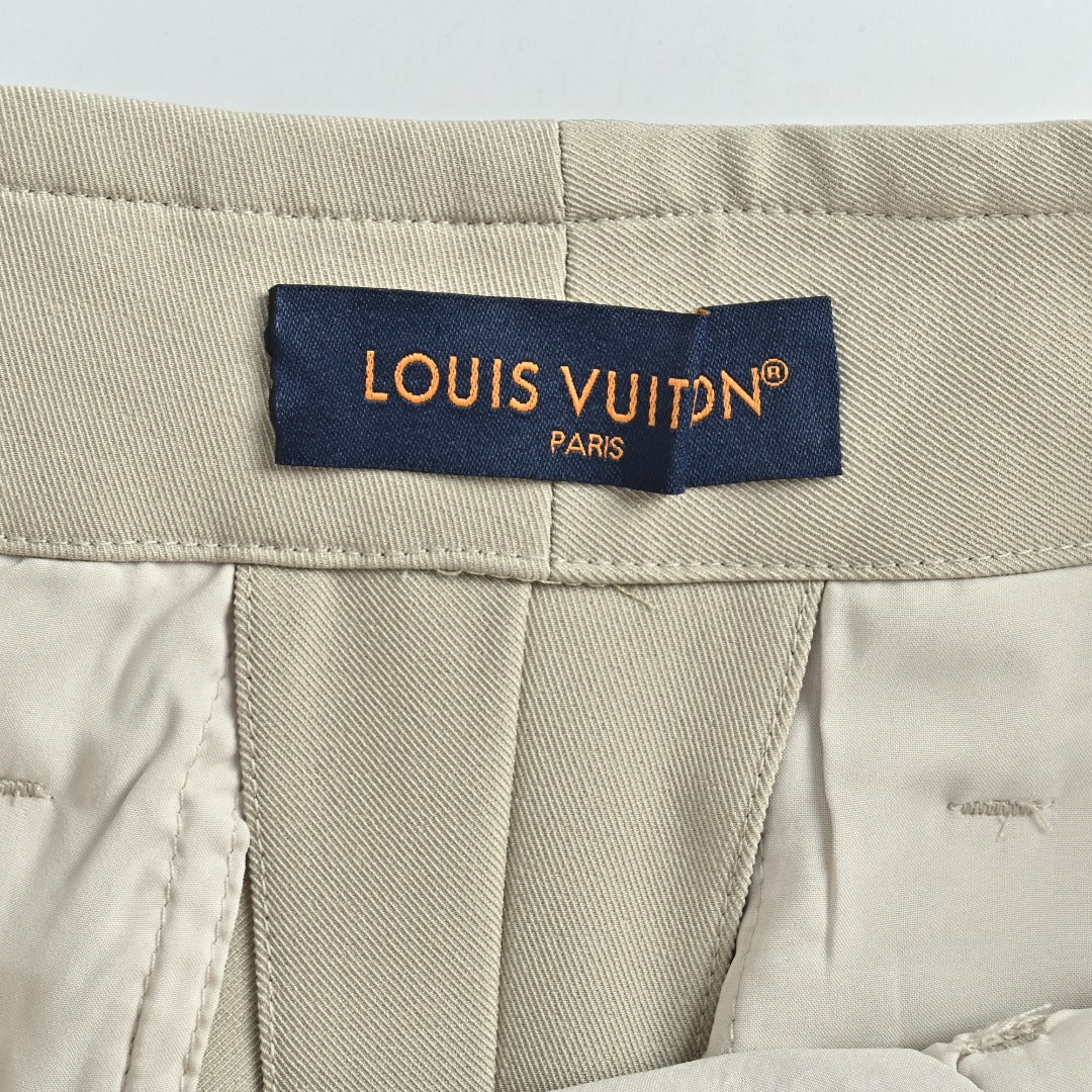 Louis Vuitton LV Belted Wide-Leg Dress Trousers Stone