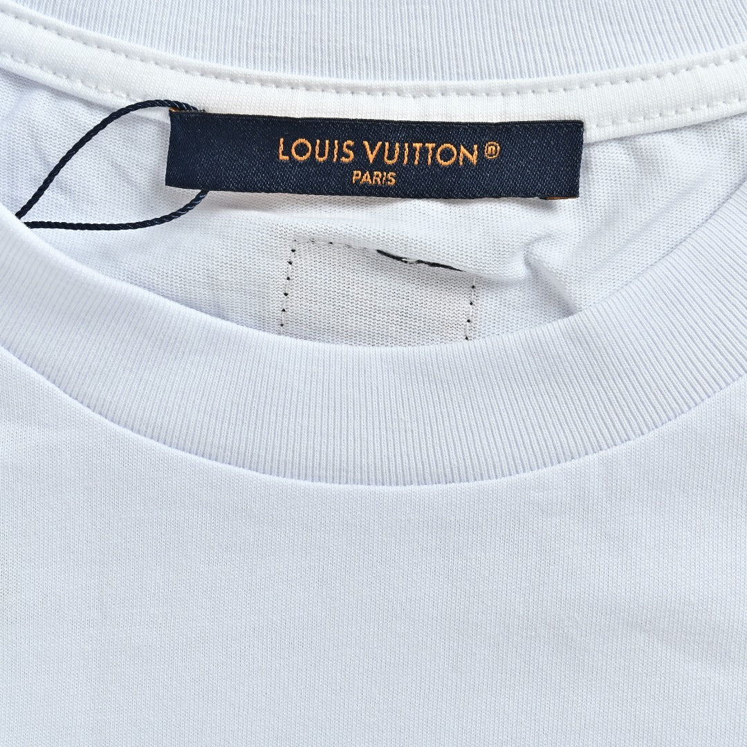 Louis Vuitton LV Denim-Fabric Letter Logo Short-Sleeve T-Shirt Ice Blue