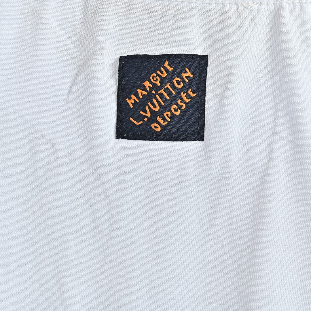 Louis Vuitton LV Denim-Fabric Letter Logo Short-Sleeve T-Shirt Ice Blue