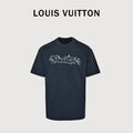 Louis Vuitton LV Denim-Fabric Letter Logo Short-Sleeve T-Shirt Black